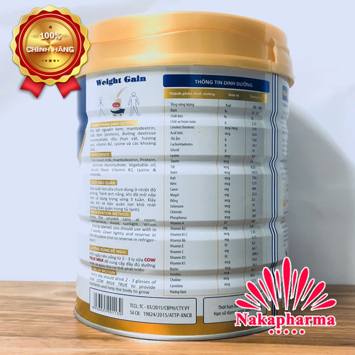 Sữa tăng cân Cow True Milk Weight Gain – Khuyên dùng cho người gầy, ốm yếu, suy dinh dưỡng