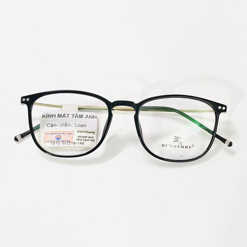 Gọng kính tròn nữ 1210 Glasses Tâm Anh Optical nhựa dẻo càng kim loại mảnh bền chắc dáng tròn đeo chống bui hoặc lắp cận