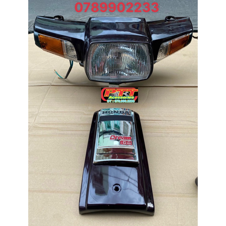 FULL BỘ ĐẦU ĐÈN + MẶT NẠ NHỰA ABS XE DREAM MÀU NHO