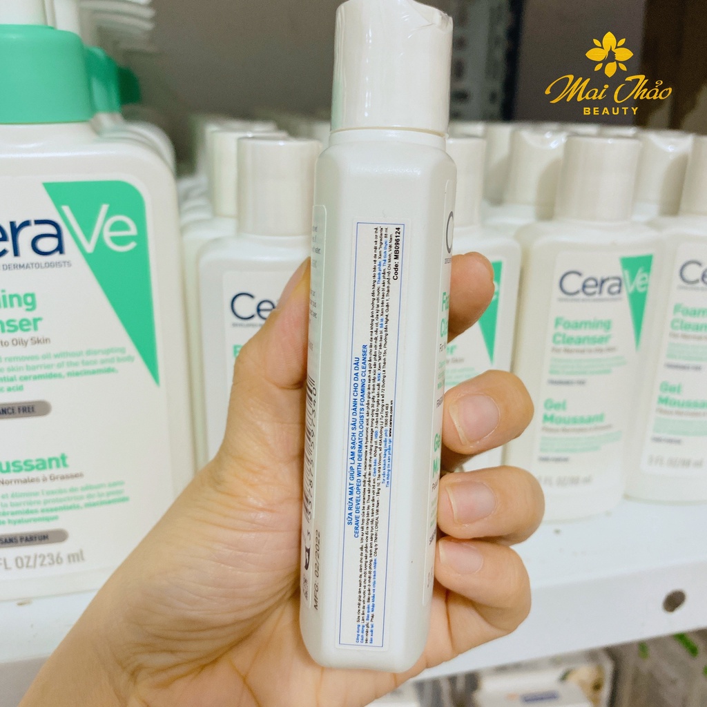CeraVe Sửa Rửa Mặt Dạng Gel Cho Da Dầu và Da Thường Foaming Cleanser 88ml