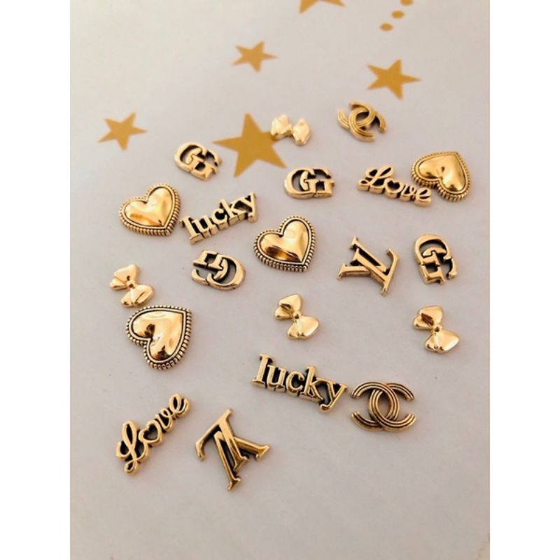 Set charm gấu sắt,nơ,chữ sắt-phụ kiện nail cao cấp