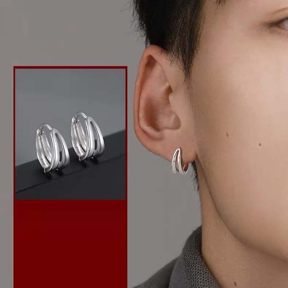 LILYES Khuyên Tai Tròn Nhiều Lớp Phong Cách Hip Hop Cho Nam