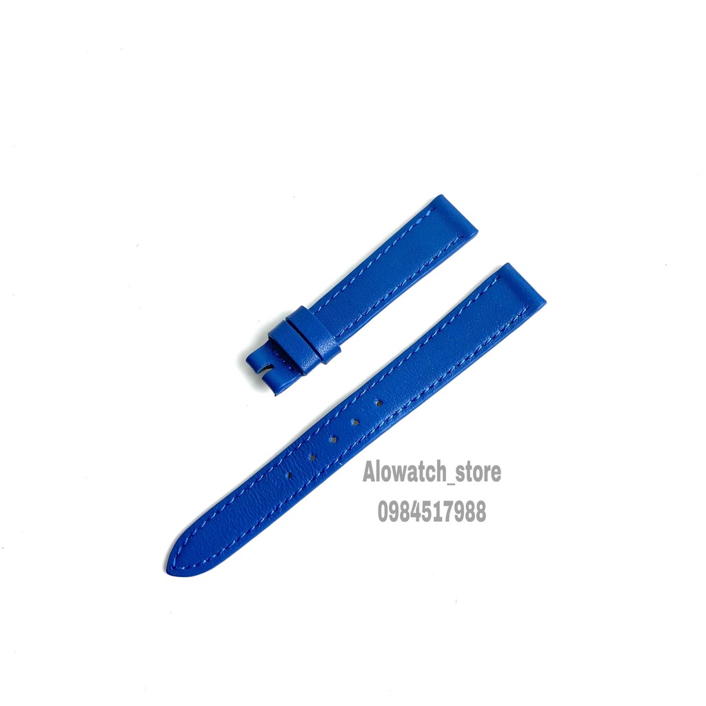 Dây da đồng hồ, dây da bò màu xanh size 12mm đến 20mm