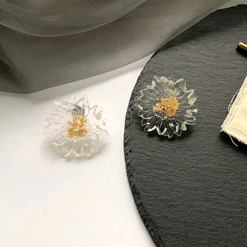 Khuyên kẹp vành tai hình hoa lớn bằng nhựa Resin không xỏ cho nữ
