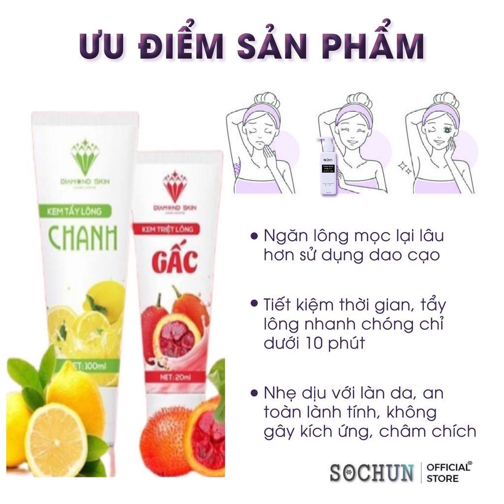 Kem Tẩy Lông vùng kín lông nách Chanh Gấc CHÍNH HÃNG triệt Lông vĩnh viễn tay chân nách râu ria mép Sochun Official | BigBuy360 - bigbuy360.vn