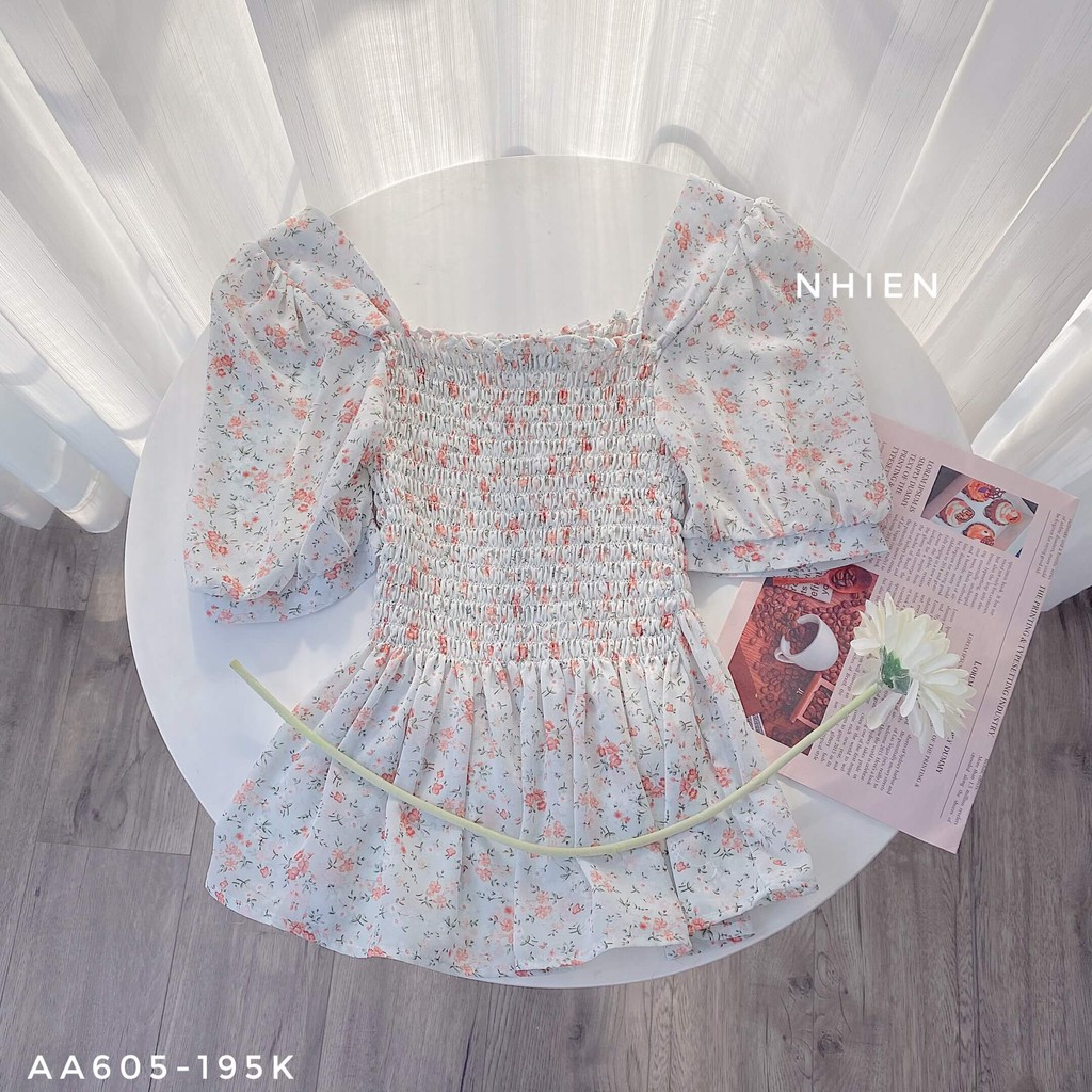 [Mã WASKT304 giảm 15% tối đa 30K đơn 99K] Áo Hoa Nhí Bo Ngực Nhiên vintage | BigBuy360 - bigbuy360.vn