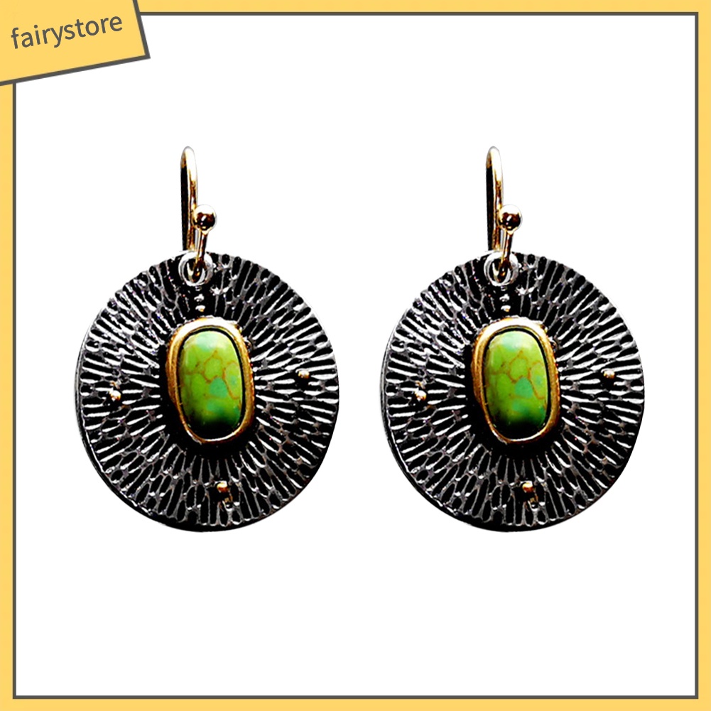 Khuyên tai bằng hợp kim đính đá giả màu xanh ngọc xinh xắn thời trang cho nữ