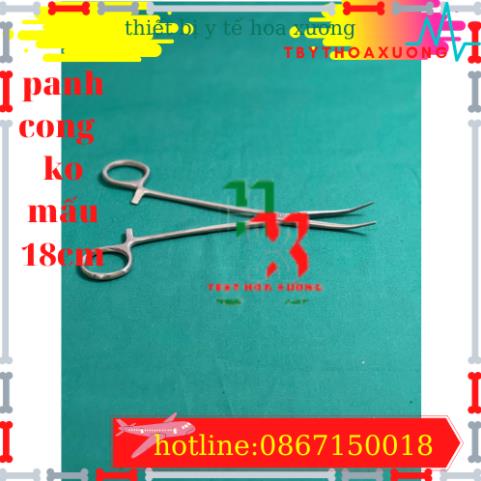 Panh Y Tế, Panh Gắp Phẫu Thuật, Pen Kẹp Y Tế, Panh Cong Không Mấu 18cm - Hàng Pakistan
