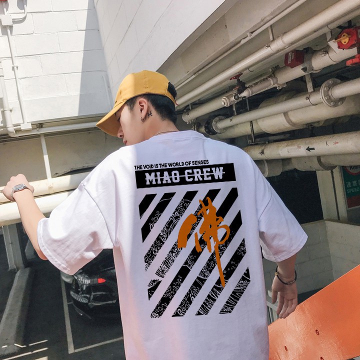 Áo thun tay lỡ Unisex OFF CHINA, Áo phông streetwear basic trắng đơn giản