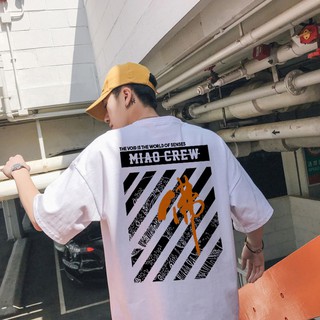Áo thun tay lỡ unisex họa tiết off white mới