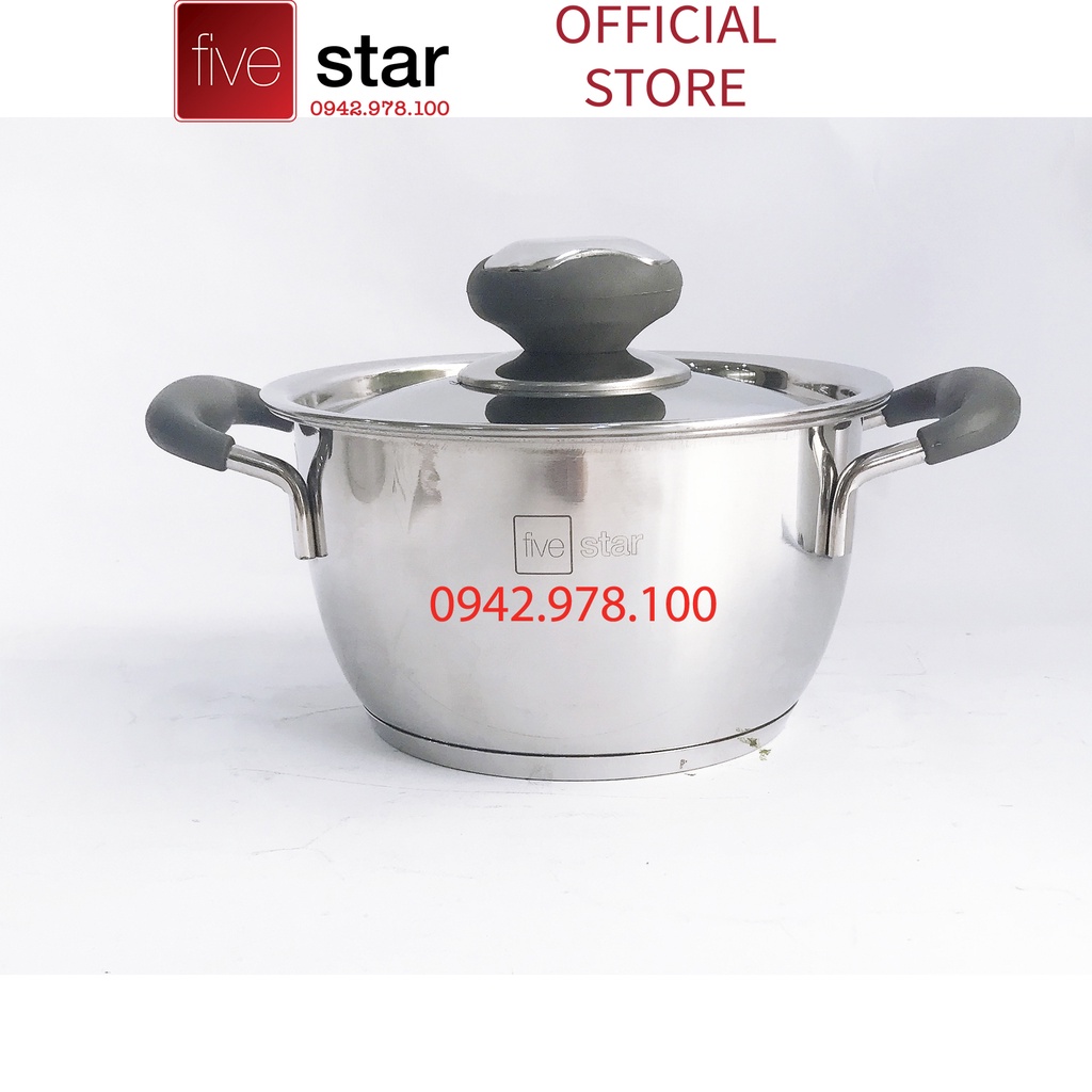 Nồi inox 430 cao cấp Fivestar Standard 3 đáy Thân Cool  quai silicon chống nóng nắp inox (16cm / 20cm / 24cm / 26cm )