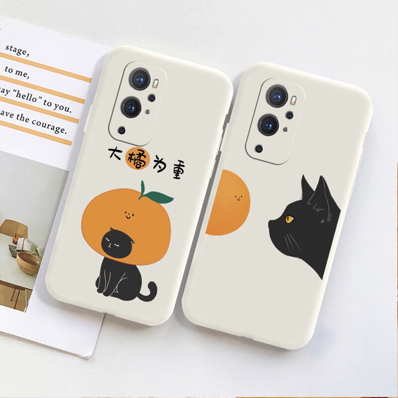 NOHON phone Casing Soft Case For SAMSNUG NOTE 20 ULTRA 10 LUS LITE 9 8 orange cat Luxury Straight Edge back cover