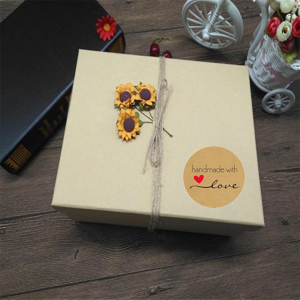 500 Nhãn Dán Giấy Kraft Màu Vàng Sang Trọng Dùng Trang Trí Quà Tặng Valentine