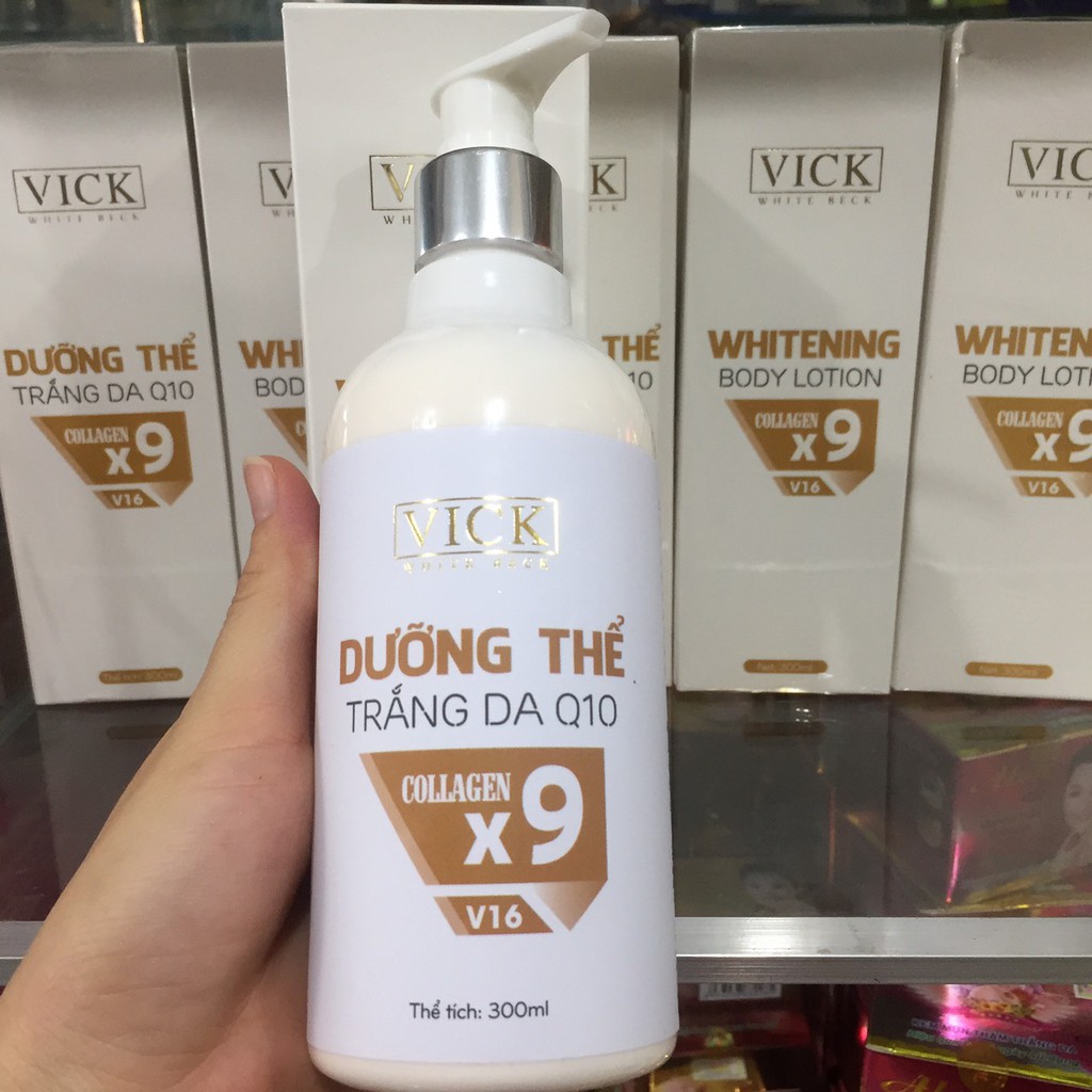 VICK Dưỡng thể trắng da Q10 collagen x9 V16