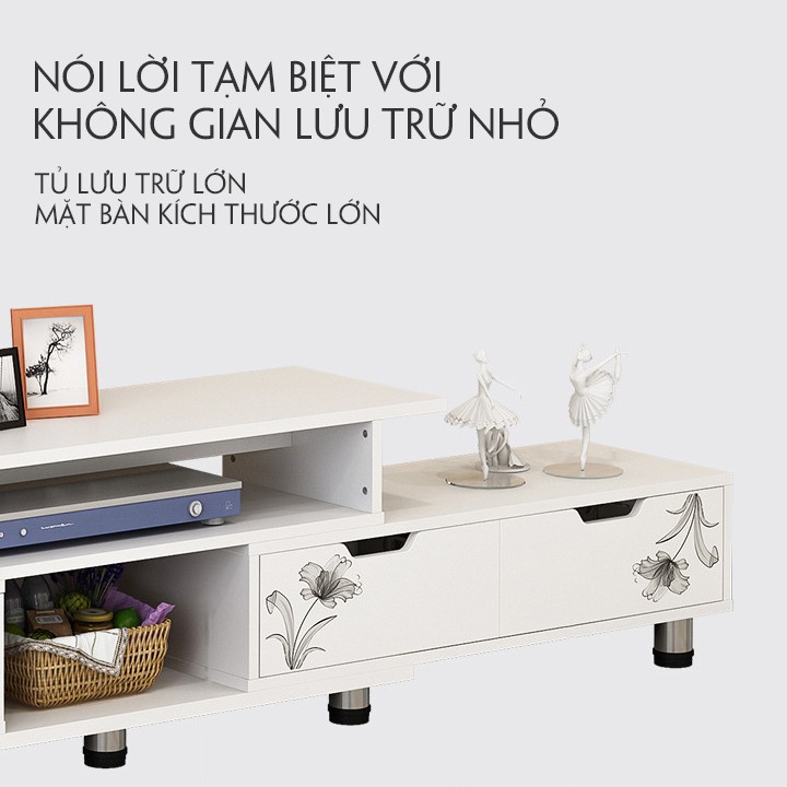 Tủ Tivi phòng khách bằng gỗ, có ngăn kéo để đồ cao cấp [Nhiều màu] - Kệ TV gỗ đẹp hiện đại dễ lắp đặt