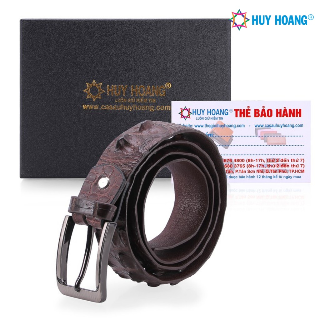 Thắt lưng nam da cá sấu nguyên con đầu kim bát gài màu nâu đất LS4763