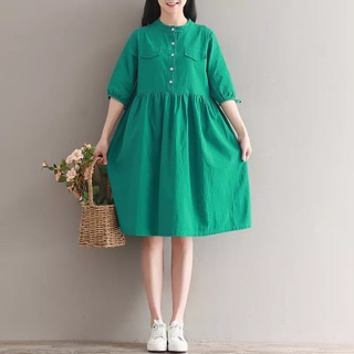 Đầm xanh lá tay nơ