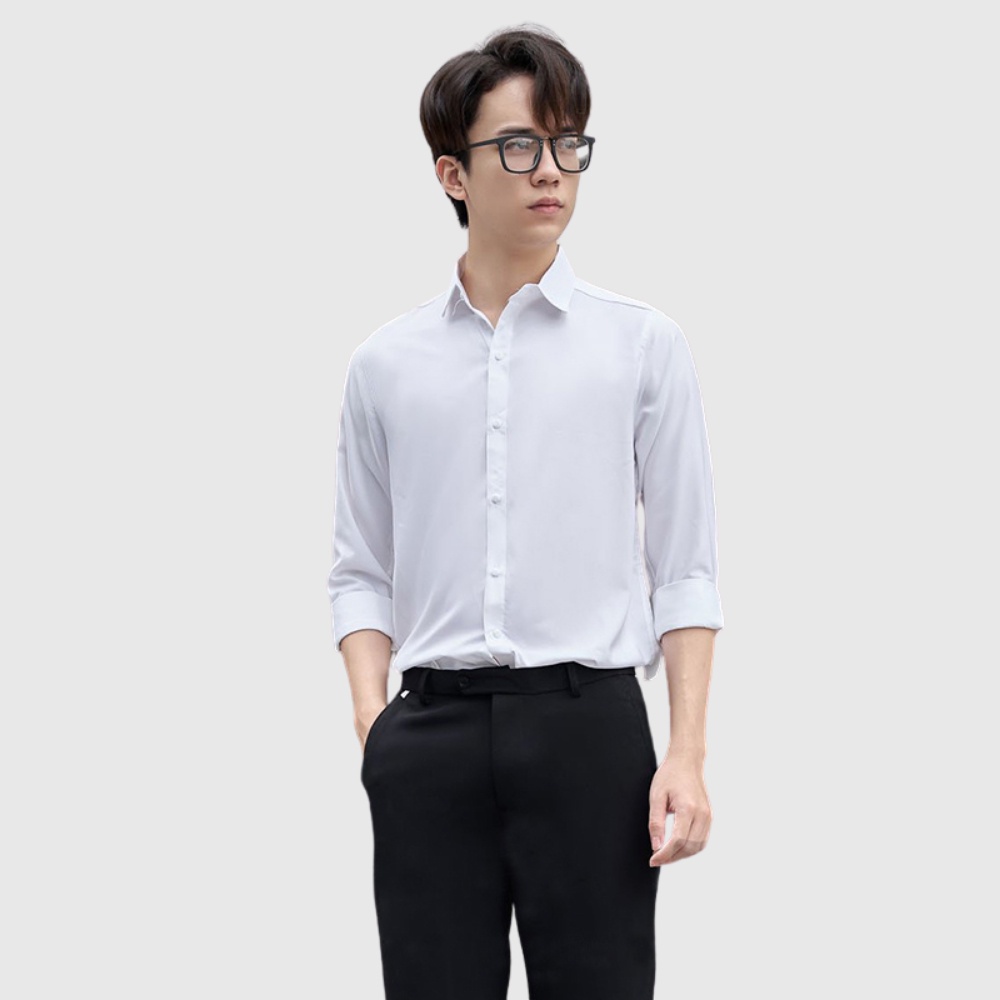 Áo Sơ Mi Nam Dài Tay Công Sở iMan Lux, Áo Sơ Mi Nam Hàn Quốc Vải Lụa Cao Cấp Không Nhăn Xù [Gấp Hộp]
