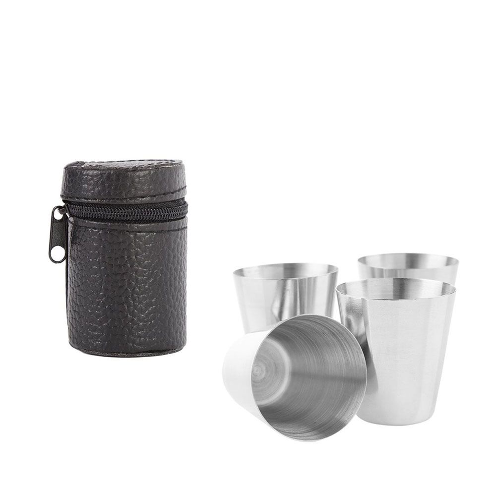 Set 4 cốc uống rượu/ bia mini inox 30ml dùng mang theo du lịch/ dã ngoại