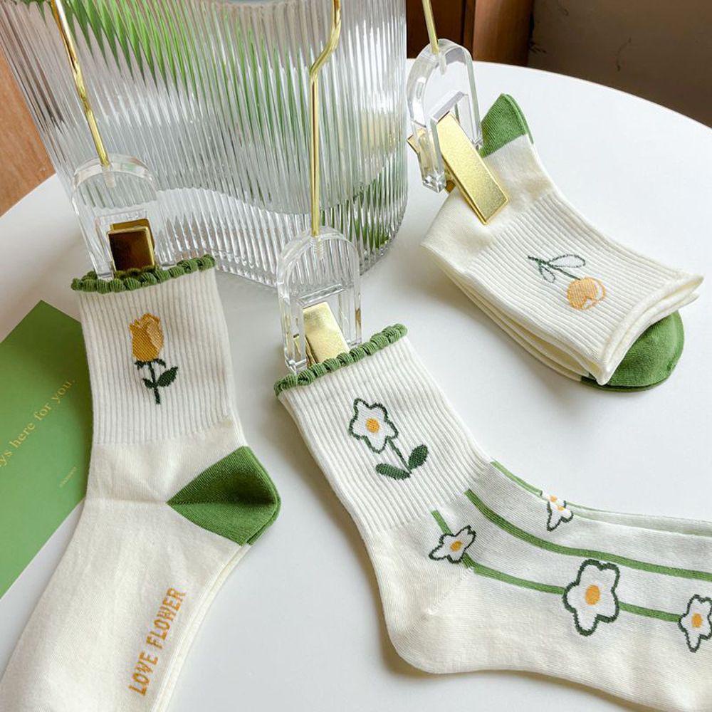 Đôi Vớ Thể Thao Bằng Vải Cotton Họa Tiết Hoa Tulip Thời Trang Sành Điệu Cho Nữ