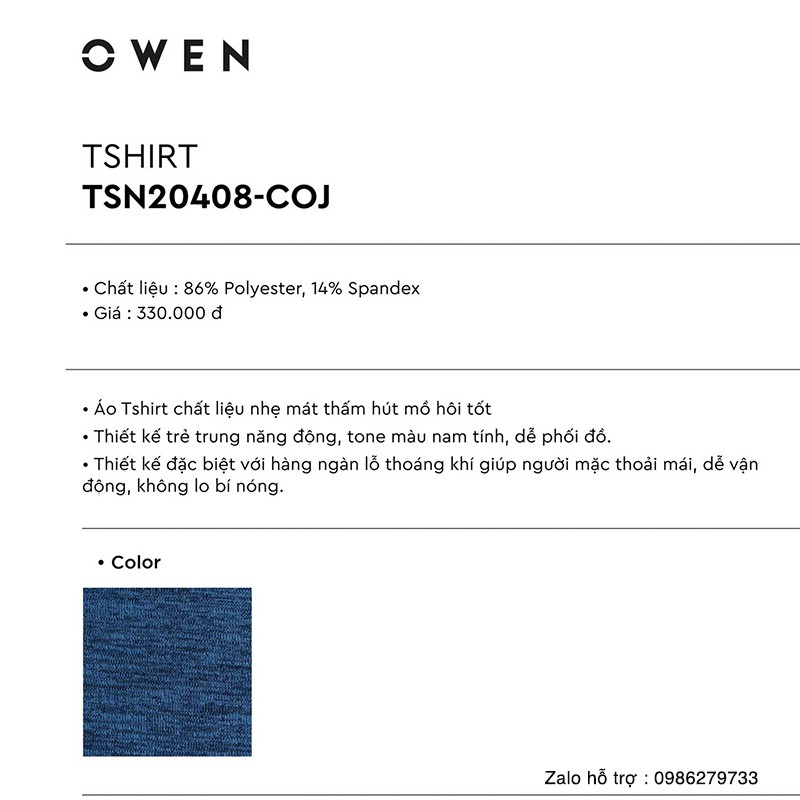 OWEN - Áo phông hè xanh trời Owen TSN20408