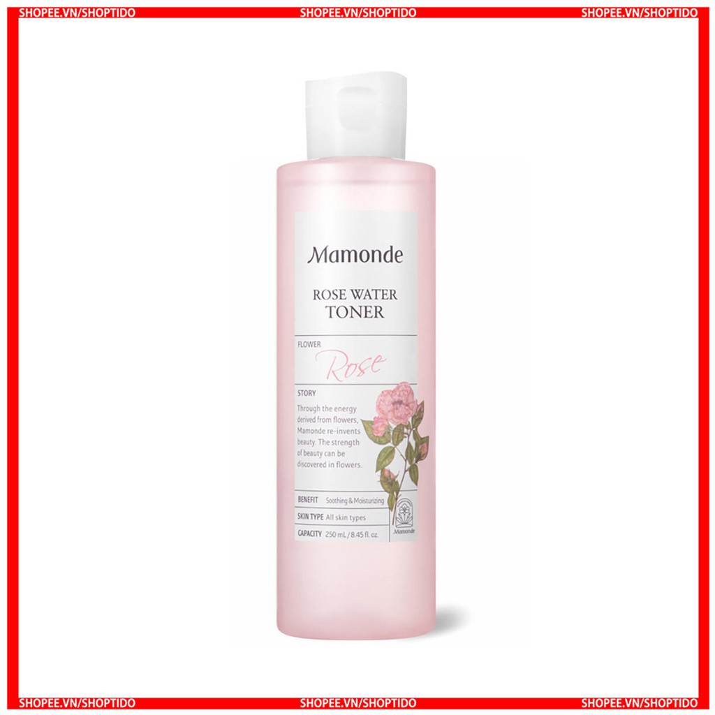 Nước Hoa Hồng Mamonde Rose Water Toner hỗ trợ cấp ẩm, mịn da, 250ml