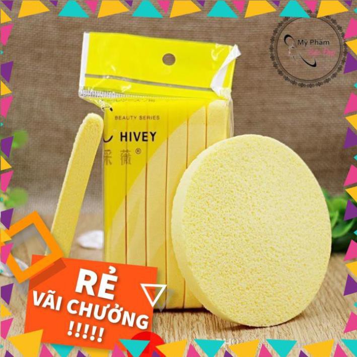 Bông mút rửa mặt dạng nén Chivey Bọt biển mềm mịn làm sạch da và giảm mụn Hàng loại 1 (Chính hãng)