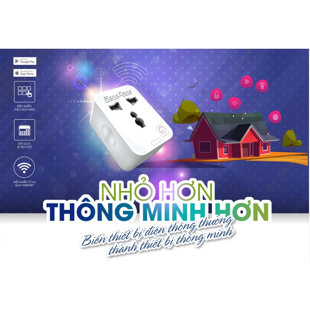 Ổ Cắm Điện Thông Minh Rạng Đông 16A,Điều Khiển Bằng Wifi/3G/4G-Công Suất 3500W