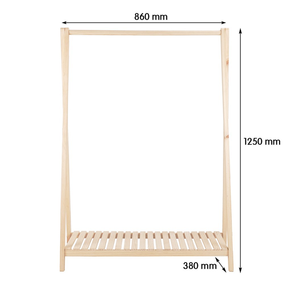 Kệ treo quần áo chữ A bằng gỗ 1 tầng l Giá treo quần áo chất liệu gỗ thông tự nhiên cao cấp, dễ dàng tháo lắp