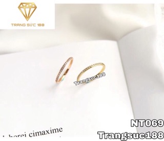Nhẫn titan ko đEn mỏng nữa hàng đá NT069