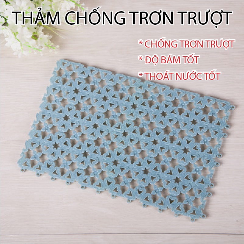 Thảm Nhựa Chống Trơn Trượt Phòng Tắm Thoát Nước Nhanh Chóng Massage Chân Kiểu Bông Hoa[KT21*31 cm]