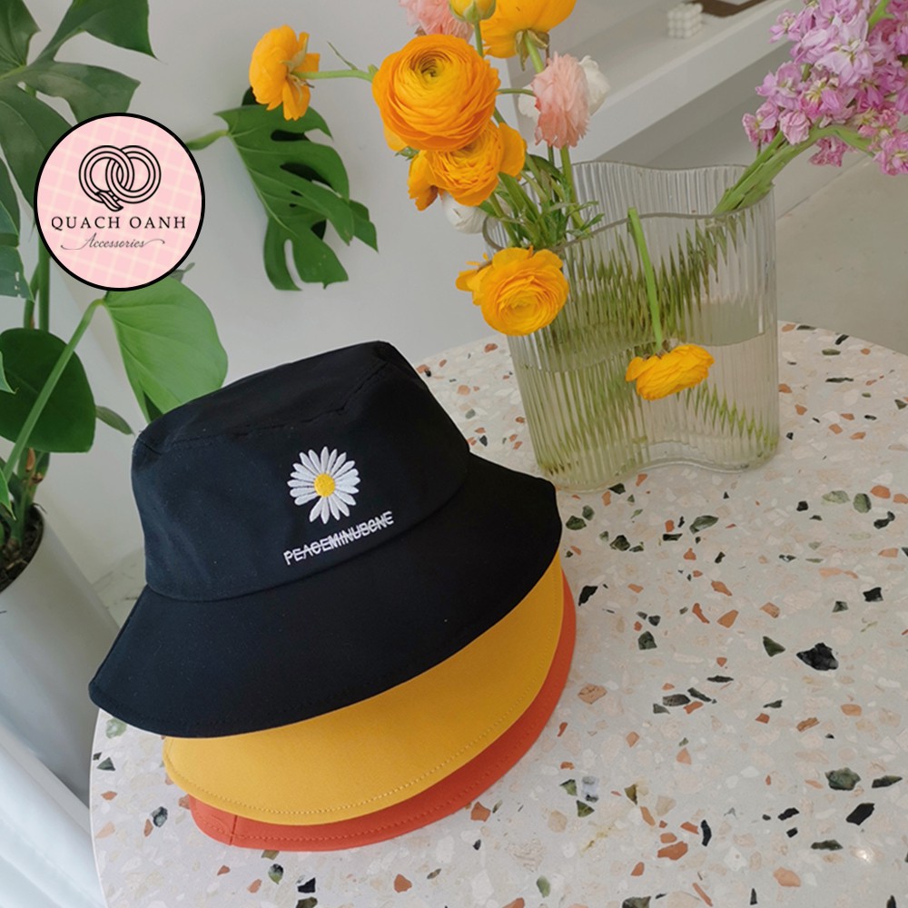 Mũ bucket tai bèo vành rộng thêu hoa cúc unisex – MU31
