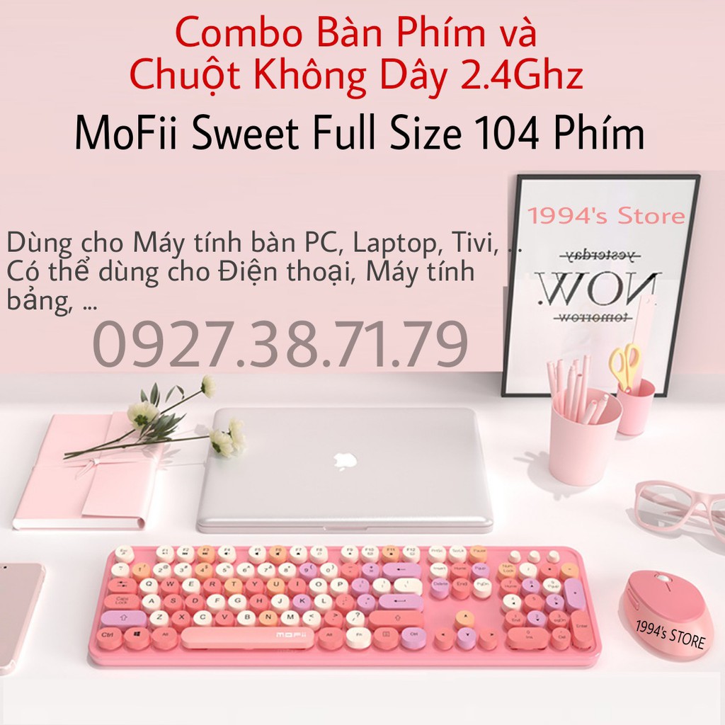 Combo bàn phím giả cơ và chuột không dây MoFii Sweet - MoFii N720 - Dùg cho Máy tính bàn, Laptop, Tivi, Điện thoại, iPad