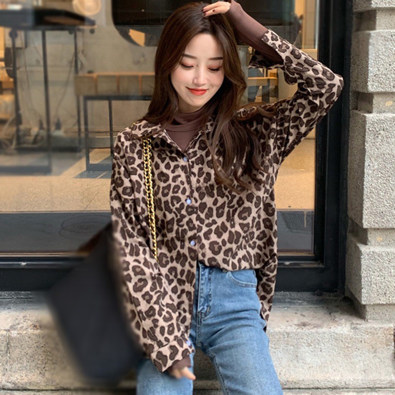 Designed Leopard Print Shirt New Long-sleeved All-match Ladies Loose Temperament Blouse | BigBuy360 - bigbuy360.vn