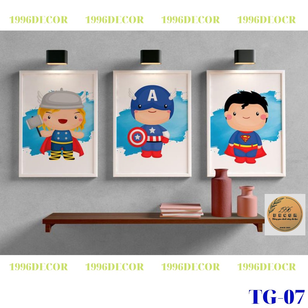 [RẺ-CHẤT] Bộ Tranh Treo Tường Trang Trí Phòng Ngủ Cho Các Bé-Tranh Canvas Có Khung 3D-Tranh Các Siêu Anh Hùng Marvel