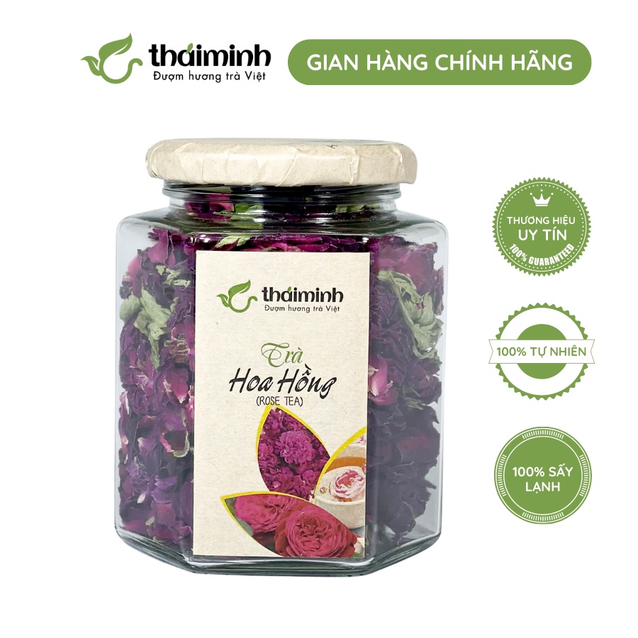 🌿CHÍNH HÃNG Trà Hoa Hồng Cổ Nguyên Bông Thượng Hạng Sấy Lạnh Thái Minh, Hũ Thủy Tinh Cao Cấp 28g 40g