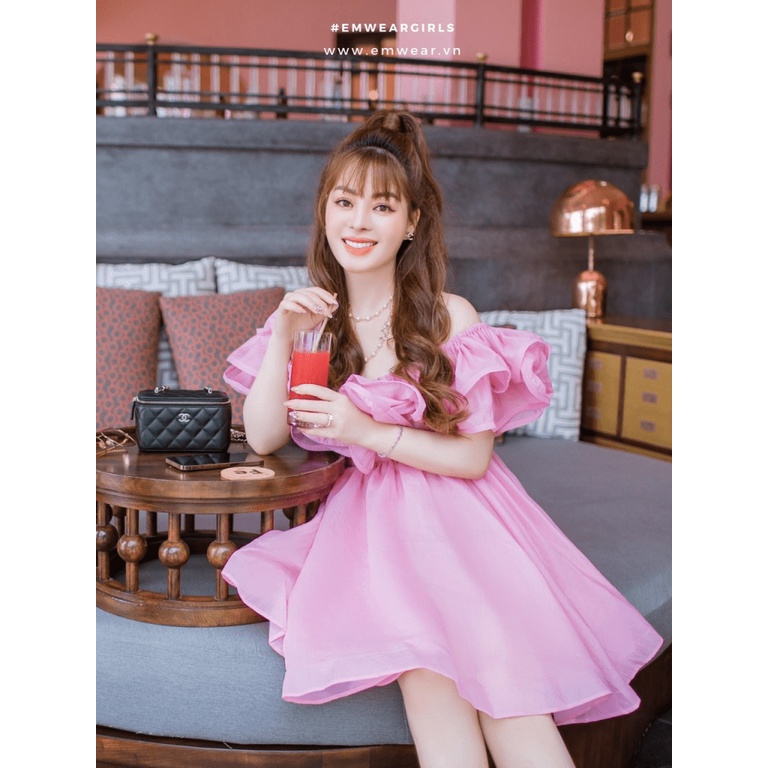 Đầm Tơ Xước Trễ Vai Mẫu Mới THiết Kế Xinh Như THiên Thần UP