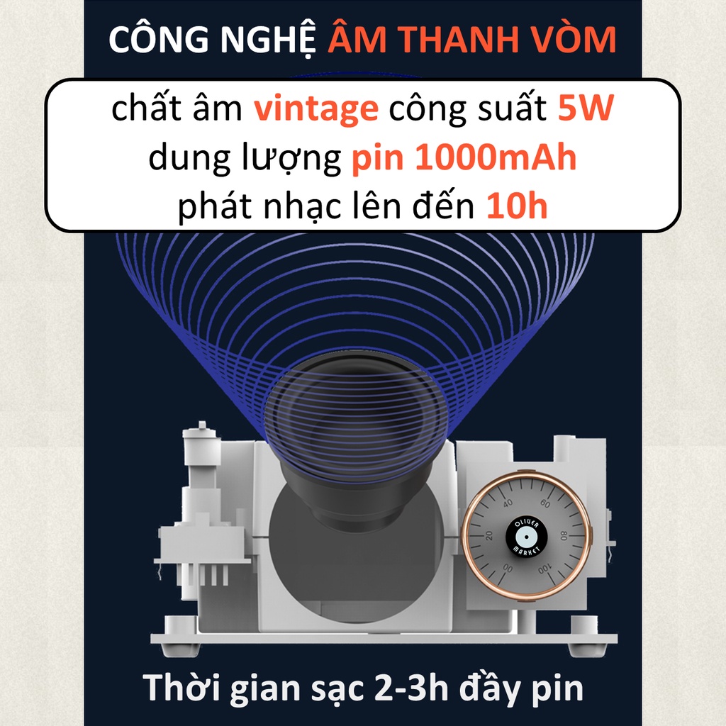 Loa Bluetooth Mini OLIVER X10 Loa Bluetooth Đĩa Than Xoay Vintage Cổ Điển Đồ Decor Phòng Khách Trang Trí Bàn Làm Việc