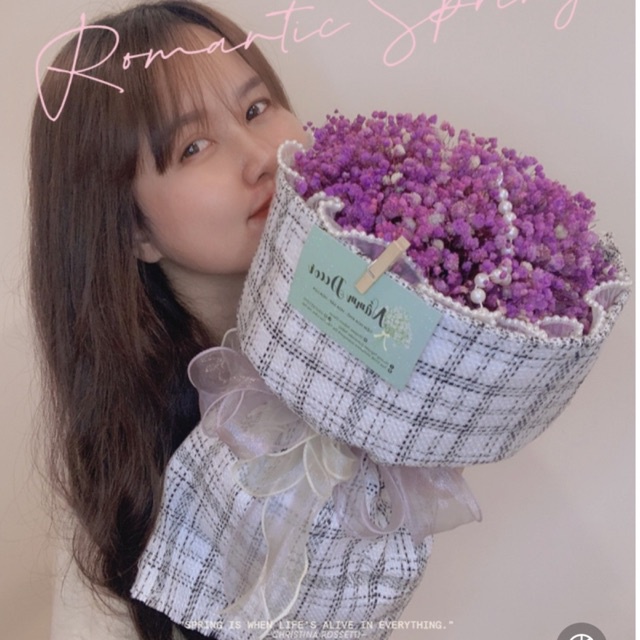 Bó Hoa Baby Khô bó tròn phong cách hiện đại, bó hoa kiểu Hottrend