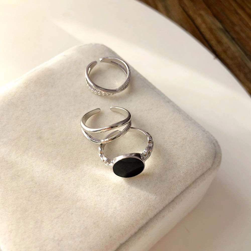 Bộ 3 nhẫn đeo khớp ngón tay kim loại phong cách Hàn Quốc cổ điển thời trang cho nữ