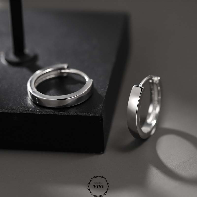 Bông tai bạc kiểu tròn trơn Rota – ViVi_Gift