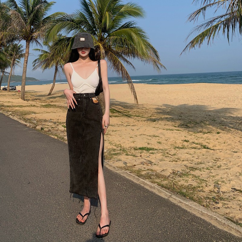chân váy jean Nữ Lưng Cao Dáng Chữ A Thời Trang | BigBuy360 - bigbuy360.vn