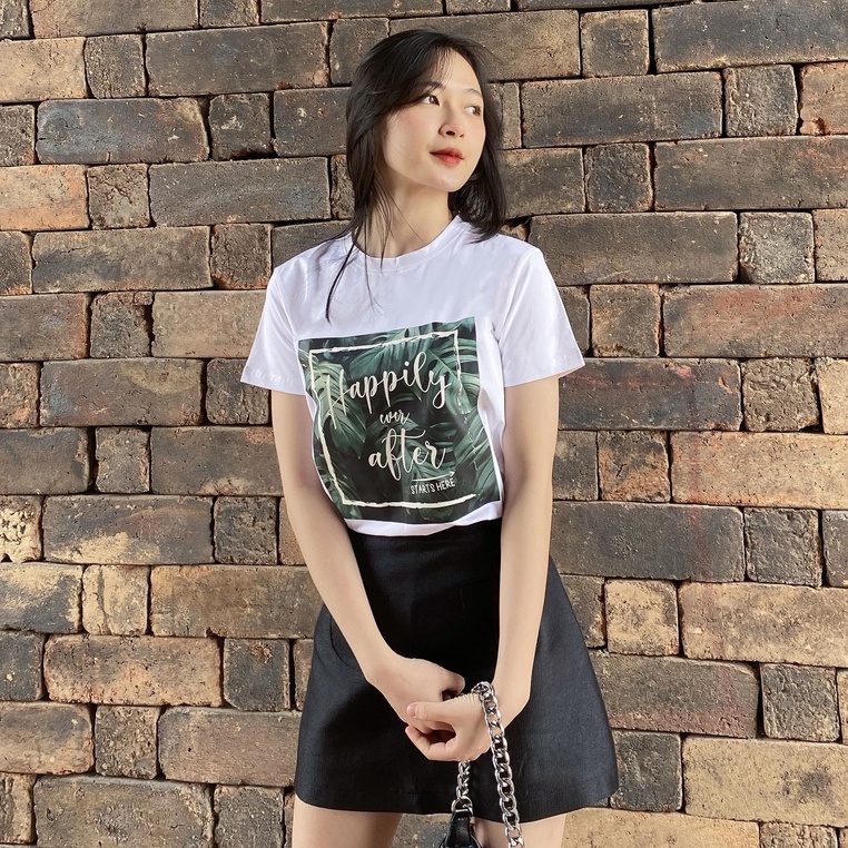 Áo thun HaLan Happily phông cotton sang xịn mịn chính hãng