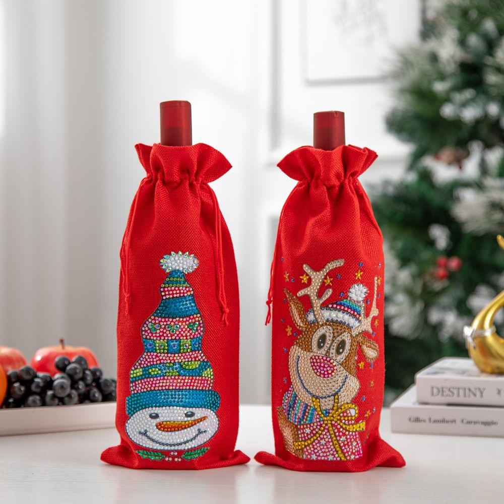 Túi Dây Rút Đựng Chai Rượu Trang Trí Giáng Sinh Năm Mới
