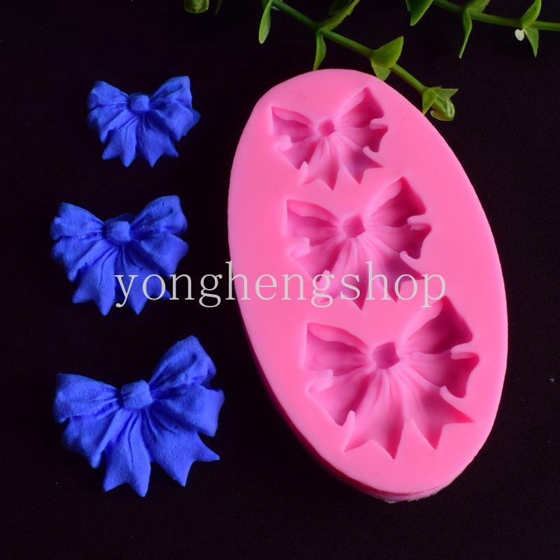 Khuôn Silicone tạo hình làm bánh kẹo hình nơ 3D DIY