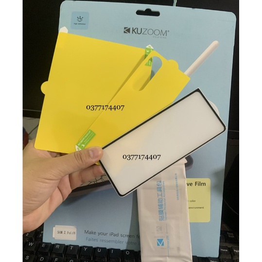 Bộ 3 Miếng dán Kính + Dẻo Kuzoom cho Samsung Galaxy Z fold 4 , Z Fold 3 5G mặt trước, mặt sau bảo vệ máy tốt chính hãng