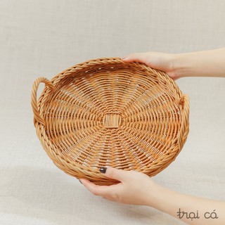 Khay mây tròn (30cm) - có quai