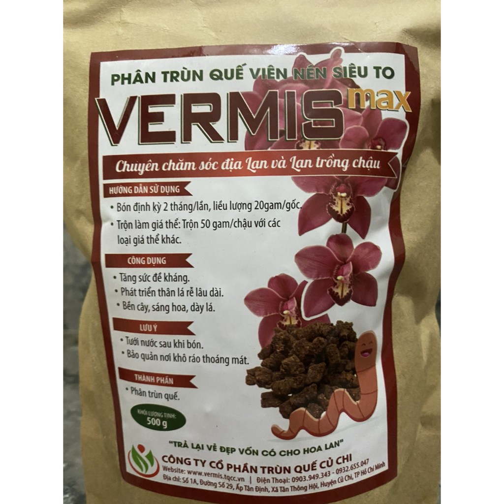 Phân trùn quế Vernuts, Vermis max, Vermis pro dành cho hoa lan và hoa hồng