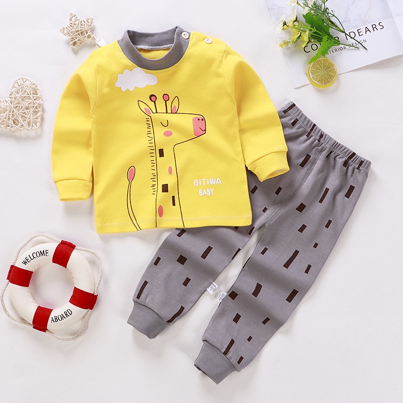 Bộ Đồ Ngủ Cotton Họa Tiết Hoạt Hình Dễ Thương Cho Bé Gái