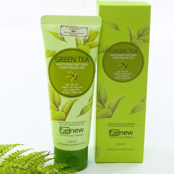 Geo tẩy da chết trắng da, xóa mụn trà xanh BENEW GREEN TEA PEELING GEL Hàn quốc 120ml/Hộp- Hàng chính hãng